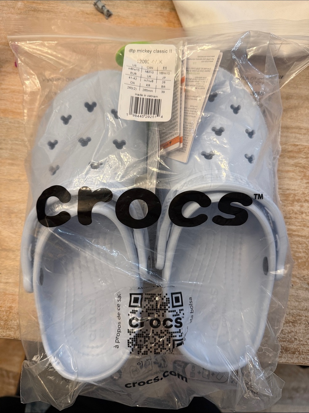 CROCS Light Blue Classic Clog with Mickey Cutouts